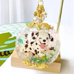 ワン番号004 ウインクの犬さん ダルメシアンキラキラ シャカシャカキーホルダー