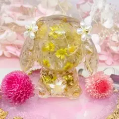 No142 垂れ耳うさぎ オルゴナイト ☆ルチルクォーツ&クリスタル☆