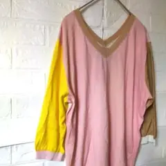 美品✨IN BED WITH YOU Vネック リバーシブル ニット派手 七分袖