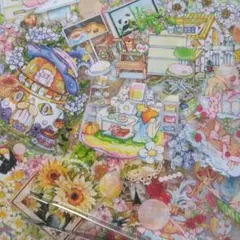 海外☆PETマスキングテープ(1ループ✖5種類)・フレークシール大量125枚♪