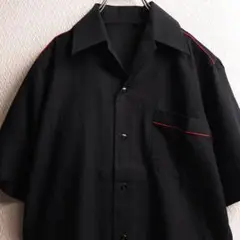 古着 レトロ シャツ 開襟 オープンカラーシャツ ブラック 黒 半袖