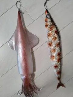 新品☆イカ　サンマ　キーホルダー　リアル　いか　さんま　食品サンプル