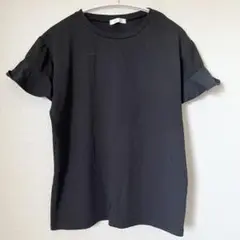 DRESKIP ドレスキップ　Tシャツ　ブラック　モノトーン　フリル袖　L
