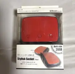 車 充電器 3連シガーソケット 2USB 赤色 willcom ②