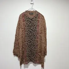【CAROLE LITTLE 】レディース　長袖シャツ　レトロ　花柄　ブラウン