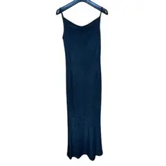 【東京ソワール】黒 キャミワンピース ロング丈 ラメ素材 ★美品 パーティ