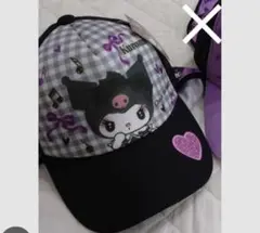 【新品】クロミちゃん　キャップ　帽子　パープル　サンリオ 52cm チェック