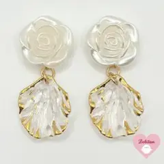 1点限定、ローズ　リーフピアス（イヤリング）№63