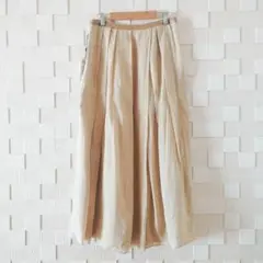 【BEIGE,】ベイジ 新品未使用 リネン混 タックプリーツフレアスカート M