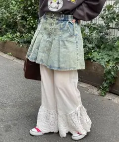 チャオパニック 裾レースイージーパンツ