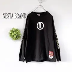 ネスタブランド【Ｍ】長袖カットソー コットン　ブラック　ロンt トップス　ロゴ