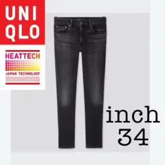 UNIQLOヒートテックスリムフィットジーンズ34インチ黒ウォッシュ加工