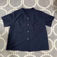 ネイビー Vネック 半袖シャツ