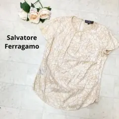 【Salvatore Ferragamo】花柄 カットソー シルク混 44
