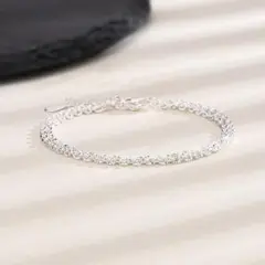 ワンポイント♡　レディース　ブレスレット　ダブル　チェーン　シンプル　高級感