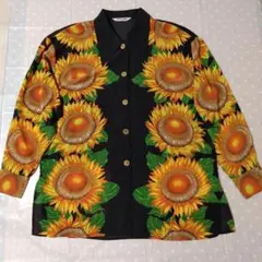 ★更にお値下げ‼️　華やかひまわり柄シアーブラウス‼️　日本製