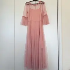 グレイル チュールシアーロングワンピース ペチコート付き