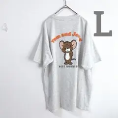 トムとジェリー　 Tシャツ　メンズ　Lサイズ クルーネック　グレー　半袖
