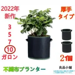不織布プランター 植え袋 栽培袋 布鉢 フェルト 不織布ポット 10ガロン2RY