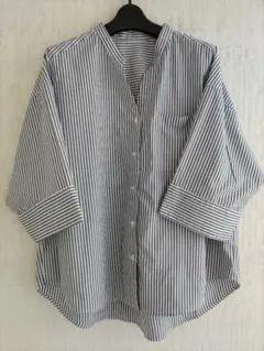 ジーユー GU ストライプ 五分袖 シャツ XL