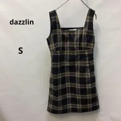 ダズリン　チェック柄 ノースリーブミニワンピース S 373