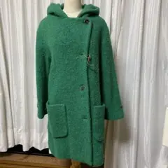 レネールMAISON LENERフランスインポートグリーンウールコートフード