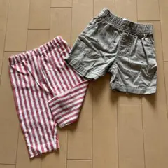 赤白ストライプレギンスとショートパンツセット