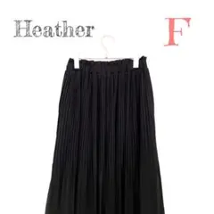 【ヘザー】Heather プリーツ シフォンスカート 黒 F ロング丈 きれいめ