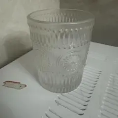 エンボス模様のフロストガラス2カップ