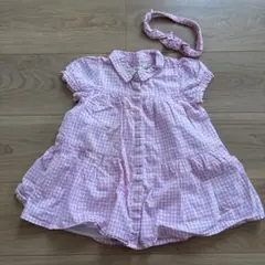 baby GAP ピンク チェック柄 シャツドレス 18-24ヶ月