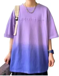 オーバーサイズ メンズ Tシャツ 半袖 グラデーション 個性派 パープル 夏 L
