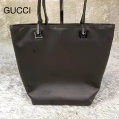 GUCCI トートバッグ 金具 サテン ハンド ショルダー ブラウン系 肩掛け