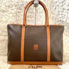 人気✨CELINE トートバッグ トリオンフ マカダム柄 レザー A4可 茶