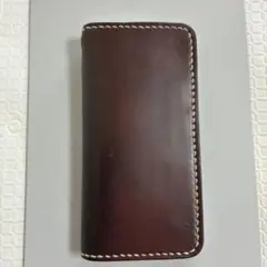 iPhone7・8用　手帳型　コードバン+ブライドルレザー　ハンドメイドケース