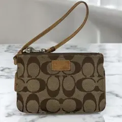 COACH ミニポーチ　メイクポーチ　シグネチャー　キャンバス　レザー　コーチ
