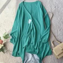 新品(M)美品/未使用/長袖カーディガン/羽織り/上着/着痩せ/Vネック