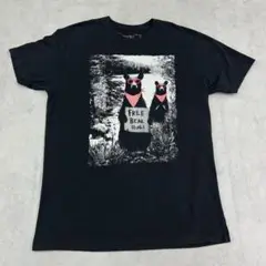 フリーベアハグ　パロディ　トップス　半袖　Tシャツ　古着　ブラック　黒　L