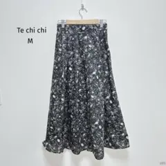 テチチ|フレアロングスカート【M】花柄 ウエストゴム 上品 大人可愛い