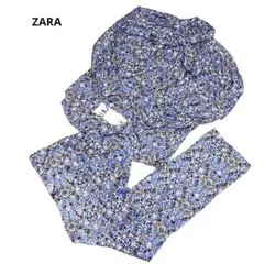 【極美品】ZARA ザラ ブラウス パンツ セットアップ 花柄 総柄 襟リボン