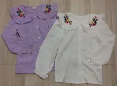 【美品】SHEIN シーイン 7Y 襟刺繍ブラウス シャツ 2枚セット
