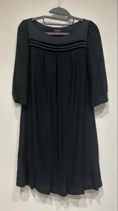 INDIVI ブラック ひざ丈ワンピース 36