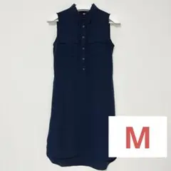 ユニクロ　ネイビー ノースリーブ シャツワンピース