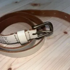 ホワイトレザーベルト ブラウン裏地付き