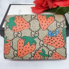 【美品】 GUCCI グッチ 折り財布 財布 いちご ストロベリー スプリーム