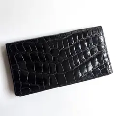 クロコダイルレザー 長財布 ロング ウォレット ブラック エキゾチックアニマル