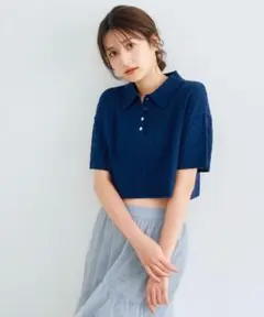 【新品タグ付】COCODEALケーブルポロ衿ニット ココディール 2025春夏