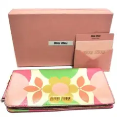 miumiu マドラス フラワーレザー ラウンドジップ 長財布