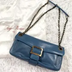 ロジェヴィヴィエ 2way チェーンショルダー ゴールド レザー 保存袋