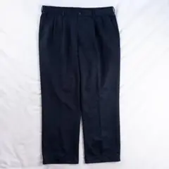 ビンテージ古着 00s ツイル 2タック とろみ ドレープ 紺 ワイドスラックス