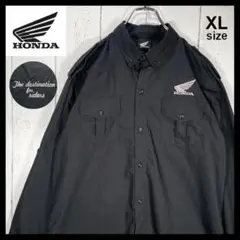 ホンダ HONDA ワークシャツ 刺繍ロゴ 長袖 古着 XLサイズ ブラック